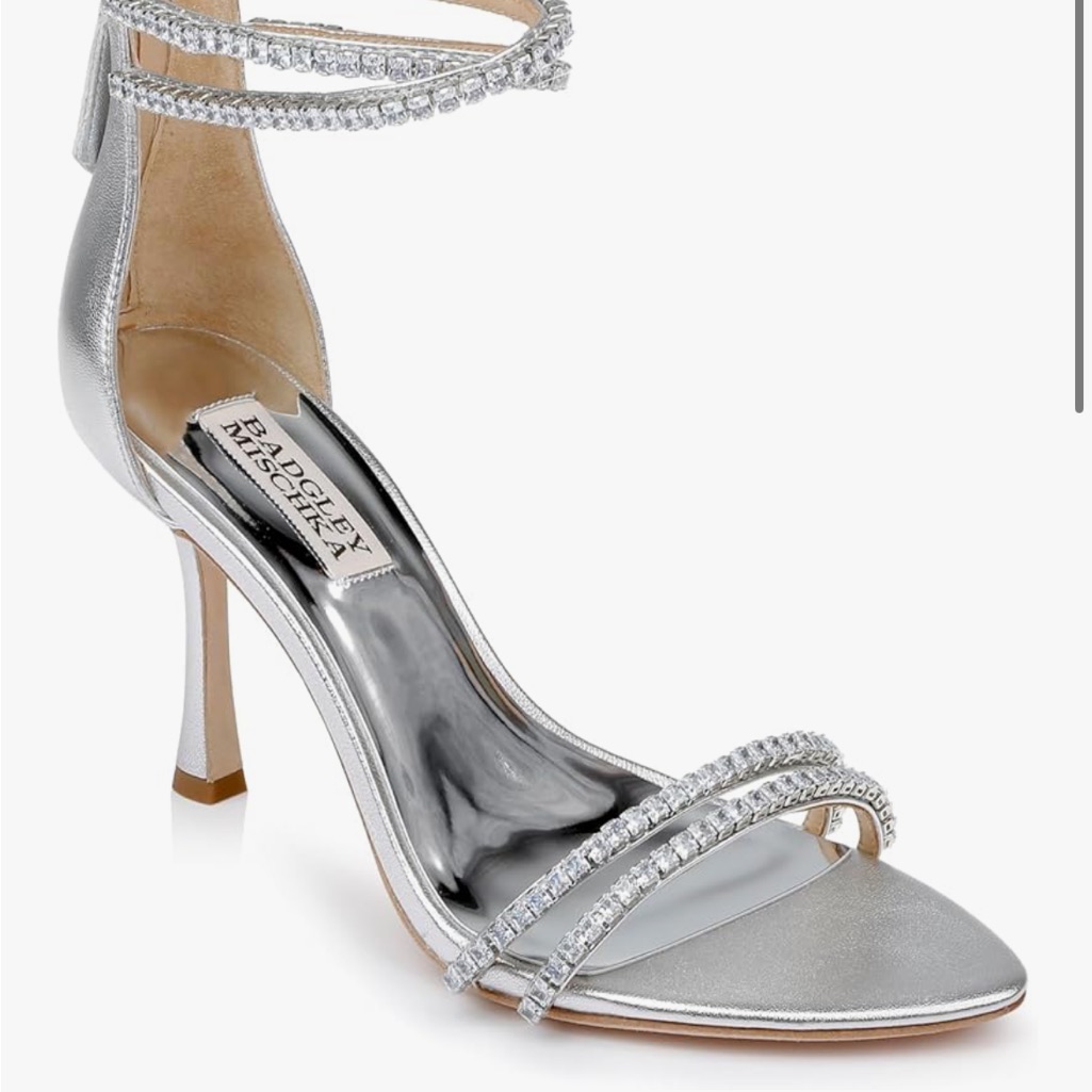 Badgley Mischka Silver Rhinestone Heels